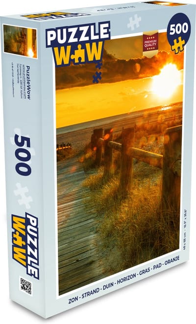 Puzzel Zon - Strand - Duin - Horizon - Gras - Pad - Oranje - Legpuzzel - Puzzel 500 stukjes