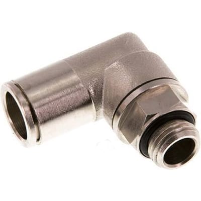 12mm x G1/4'' 90 graden L-verbinding Messing Insteekfitting Buitendraad Draaibaar NBR