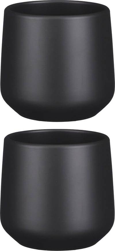 2x stuks bloempot mat antraciet grijs keramiek voor kamerplant H13.5 x D14 cm - Mica Decorations plantenpotten
