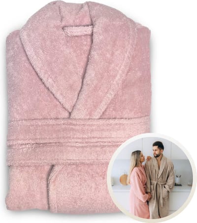 Funnies Badjas Scandinavian Pink L/XL voor Volwassenen - Unisex Badjas / Ochtendjas / Douchejas - Gemaakt van 100% Zuivere Katoenen Badstof - Zacht, Comfortabel en Absorberend - Perfect voor Sauna, Bad, Zwemmen of Ontspanning