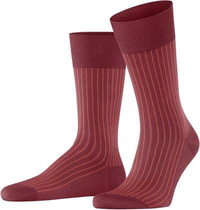 FALKE Oxford Stripe gedessineerd katoen sokken heren rood - maat 39-40