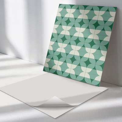 Wallfluent Vinyl Tegels - Geometrie van Golvende Vormen Zelfklevende Vinyl Tegels - 30 cm x 30 cm - Groente Vinyl Tegels - Set van 9 - Vierkant PVC Tegels - Patroon Plaktegels - Vinyl Wandtegels - Plaktegels Keuken en Badkamer