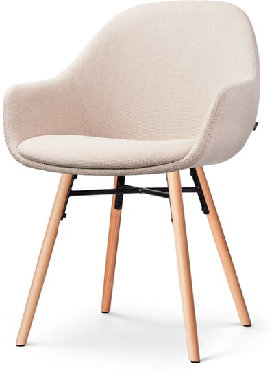 Nolon Nena-Mae Eetkamerstoel Beige - met Armleuningen - Stof - Houten Poten - Design - Scandinavisch - Comfortabel