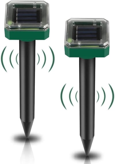 Set van 2 Ultrasone Solar Mollenafschrikkers voor Tuin, Dierenbestrijding, Milieuvriendelijk en Waterdicht IP65