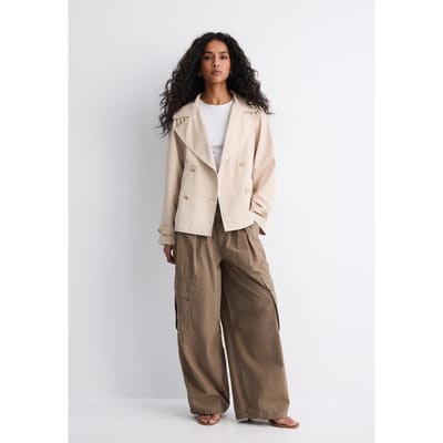 Stradivarius Korte, soepele trenchcoat met ceintuur  Steen XS