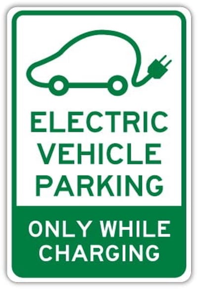 Bord Electric vehicle parking - Weerbestendig Aluminium - 40x60 cm - Bevestiging: Zonder bevestiging (alleen het bord)