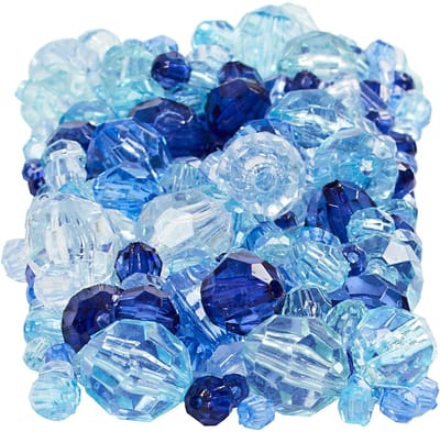 Facet kralen, afm 4-12 mm, gatgrootte 1-2,5 mm, ca. 860 stuk, blauw harmonie, 250 gr