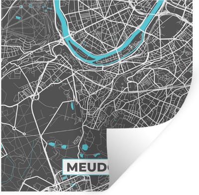 Muurstickers - Sticker Folie - Stadskaart - Meudon - Frankrijk - Kaart - Plattegrond - 100x100 cm - Plakfolie - Muurstickers Kinderkamer - Zelfklevend Behang XXL - Zelfklevend behangpapier - Stickerfolie