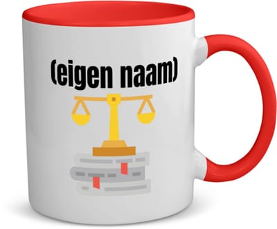 Akyol - advocaat weegschaal (met eigen naam) koffiemok - theemok - rood - Advocaat - advocaten - met eigen naam - leuk cadeau voor iemand die advocaat is - cadeau - kado - 350 ML inhoud