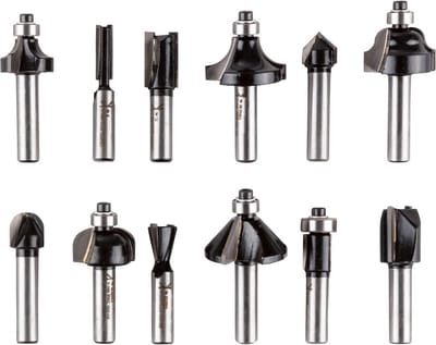 PARKSIDE® Freesbit set - 12 delige set - • Geschikt voor Zachthout | MDF | Spaanplaat | Triplex || Geschikt voor gangbare bovenfrezen / houtfrees met 8 mm-gereedschapshouder || Frezenset