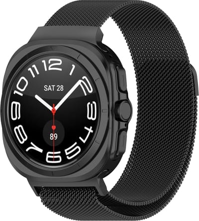 Strap-it Milanees smartwatch bandje met magneetsluiting - Milanese band geschikt voor de Samsung Galaxy Watch Ultra 2 (2026) / Ultra (2024/2025) - zwart