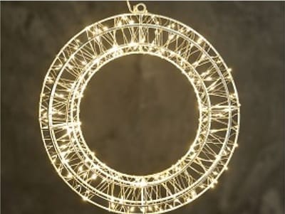 Kerstkrans met lampjes, LED 700 stuks, doorsnede 38cm, warm wit met lichteffect, timer, metaal wit, indoor outdoor
