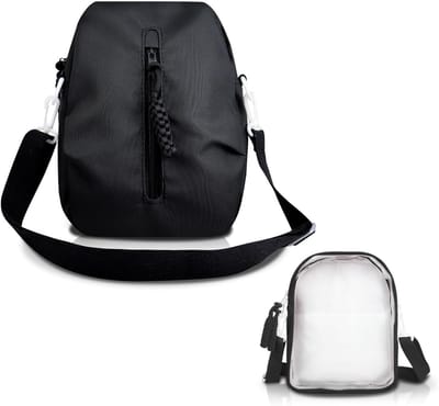 Transparante Schoudertas Dames met Dubbele Zakken - Trendy Sling Bag met Afneembare Riem