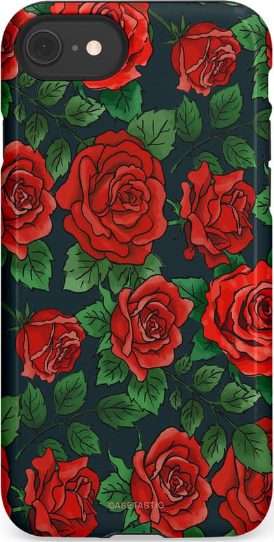 Casetastic Hoesje Geschikt voor Apple iPhone 7/8/SE - Stijlvolle Beschermende Duo-layer Case - Rozen rood