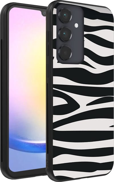 Smartphonica Telefoonhoesje geschikt voor Samsung Galaxy A25 met zebra opdruk - TPU backcover case zebra design - Zwart Wit geschikt voor Samsung Galaxy A25