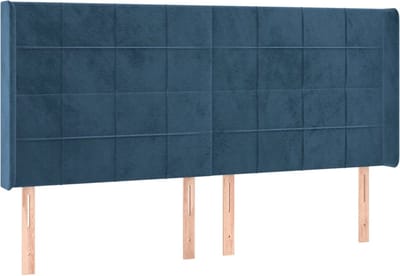 vidaXL - Hoofdbord - met - randen - 183x16x118/128 - cm - fluweel - donkerblauw