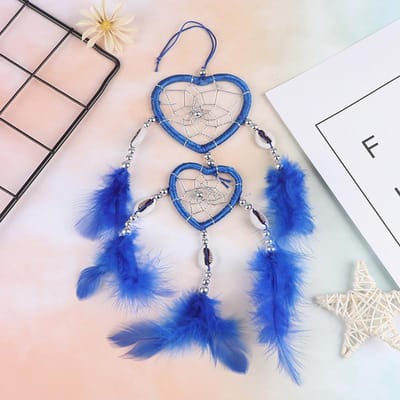 1 stuks Indiase Liefde Dromenvanger Windgong Veer Decoratie Huisdecoratie Wandhanger Ornament Handgemaakt Hangend Cadeau 7cm gray