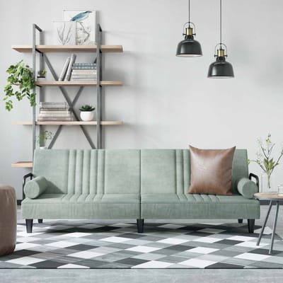 vidaXL - Slaapbank - met - armleuningen - fluweel - lichtgrijs