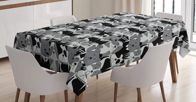 ABAKUHAUS Bulldog Tafelkleed – Binnen/Buiten, 140x200 cm, Satin, Grijs
