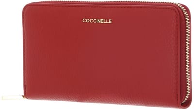 COCCINELLE Leren portemonnee Metallic Soft Wallet Grained Leather Scarlet rood