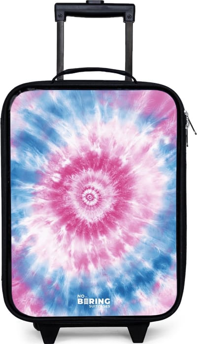 NoBoringSuitcases.com® - Kinderkoffer jongen - Kindertrolley meisje - Tie dye - Abstract - Blauw - Roze - Koffer kind lichtgewicht - Reiskoffer trolley voor kinderen - Koffertje met lichtgevende wieltjes - Rolkoffer zwart