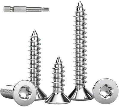 50x Verzonken Houtschroeven M6x60mm RVS A2 Torx Platkop Volledige Schroefdraad