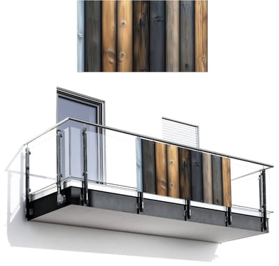 Balkonscherm 200x110 cm - Balkonposter Hout - Planken - Gemengd - Balkon scherm decoratie - Balkonschermen - Balkondoek zonnescherm