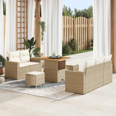 vidaXL - Tuinbank - Set - 8 - st - 5-Aantal - zitplaatsen - Beige - en - Crème