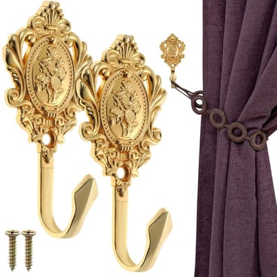 Cosensi- Gordijnhouder Vintage - Gordijnhaken - Wanddecoratie - Hoedhouder - Kledinghanger - Uniek rozenpatroon - Eenvoudig te installeren - Gordijnhaak