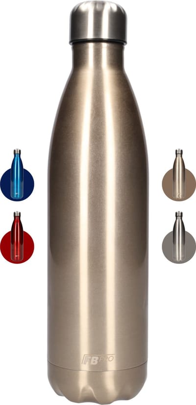 FBFS70 Thermosfles, Drinkfles, Waterfles - 750 ml - Thermos fles voor de warme en koude dagen - Dubbelwandig - Thermosbeker Koffie, thee en Koele dranken - Water fles voor onderweg - Warm Metaal - Warm Metal