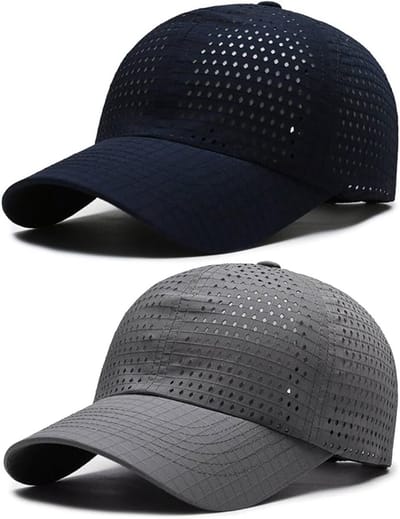 2 Stuks Net Sneldrogende Baseball Petten voor Mannen Vrouwen - Ademend Geperforeerd Lichtgewicht Hardloop Pet - Verstelbare UV Bescherming Sport Pet voor Golf Joggen Vissen Buiten Reizen