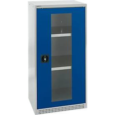 Schäfer Shop Genius FS vitrinekast, staal, met ventilatieopeningen, B 545 x D 430 x H 1105 mm, 3 OH, lichtgrijs/ gentiaanblauw, tot 250 kg