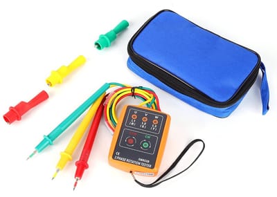 Fasetester Draaiveldmeter - Driefasenmeter - Elektrische Installaties - Open Fase Detectie - AC 60-600V - Rood