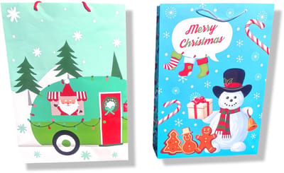 4 Luxe Kerst Cadeautasjes A3 formaat 33x44cm - Kerst Papieren cadeautasjes met Full-color bedrukking