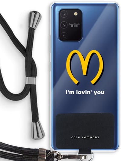 Case Company® - Hoesje met koord geschikt voor Samsung Galaxy Note 10 Lite hoesje met Koord - I'm lovin' you - Telefoonhoesje met Zwart Koord - Bescherming aan alle Kanten en Over de Schermrand