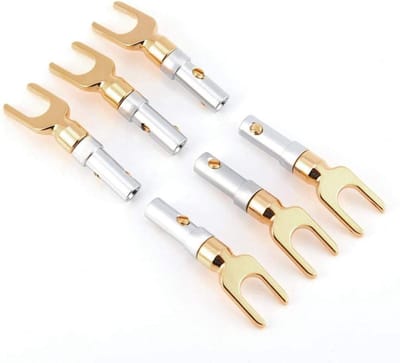 6-delige Goud Geplateerde 4mm Banana U Fork Y Spade Connectoren voor Speaker Draad, Schroef Type, Hoogwaardige Geluidsverbindingen