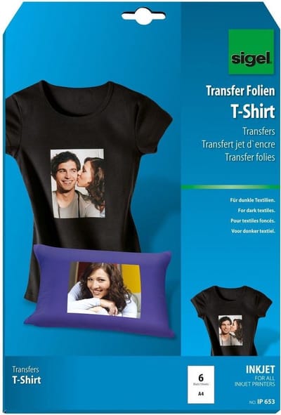 Sigel inkjet transferfolie - A4 - blanco - 6 vel - voor donkere kleding / textiel - SI-IP653