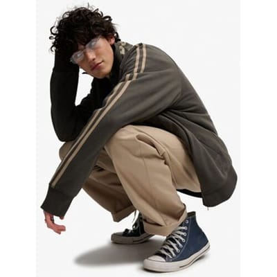 Superdry Bench High Neck Stripe Trainingsjack Grey Grootte: M
