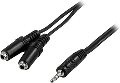 DELTACO MM-11 AUX male naar 2x AUX female kabel - 2 meter - AUX Splitter - zwart