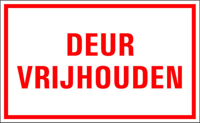 Deur vrijhouden sticker 200 x 125 mm