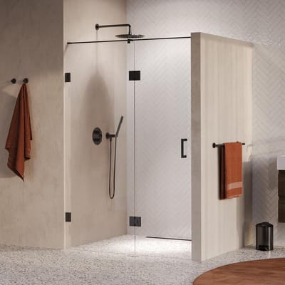 Brauer Void - Nisdeur - 2-Delig - Helder Glas - 130 x 200 cm - Omkeerbaar - met Draaideur 60 cm - Aan Glas - incl. Glascoating - PVD Gunmetal