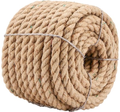Dailygoods - Natuurlijk jute touw, 20 m x 12 mm, 4-strengs gedraaid henneptouw, jute koord voor doe-het-zelf knutselen, verpakken, tuin en decoratie