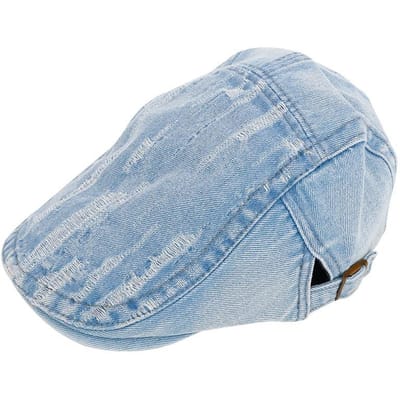 Europese en Amerikaanse Persoonlijkheid Gescheurde Denim Baret Wassen Mannen en Vrouwen Voorwaartse Hoed Retro Stijl Oude Hoed M（56-58cm） gray