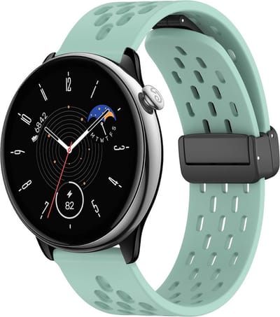 Siliconen bandje - geschikt voor Garmin Venu (2 Plus) / Venu SQ (2) / Vivomove (Style - Sport) / Vivoactive 3 / 5 / 6 / Forerunner 55 / 165 / 245 / 645 / 570 - 42mm - mintgroen