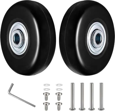 Vervangwielen voor koffers, universele rubberen wielen 50 x 18 mm, met 4 assen en schroeven, ideaal voor bagage en koffers