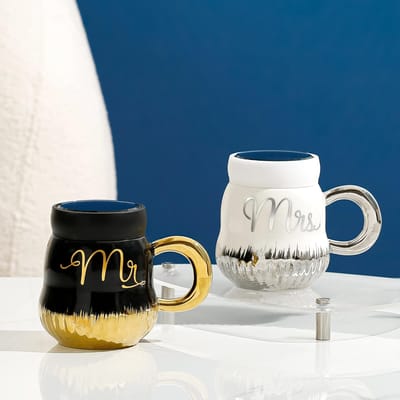Creatieve Kop van Keramiek in Scandinavische Stijl Licht Luxe Mok met Deksel Hoogwaardige Koffiekop Buitenlandse Handel Kop 401—500ml