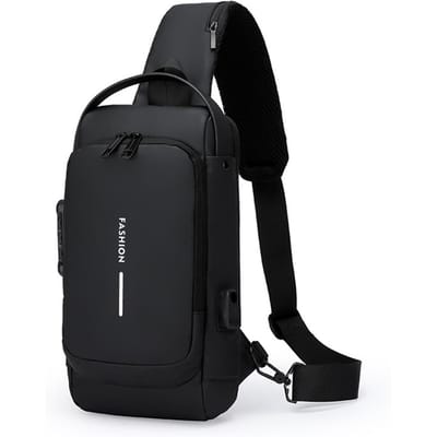 Heren Borsttas Wachtwoordvergrendeling Anti-diefstal Bikertas Vrije tijd Buiten Hardlopen Reizen Heuptas Crossbody Sportrugzakken-LJX black