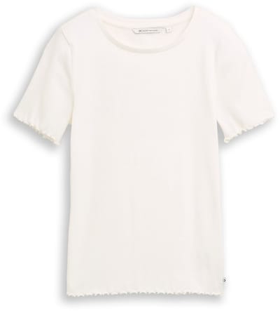 Tom Tailor Denim - Slim fit T-shirt met ribbelstructuur - Maat XXL - off white