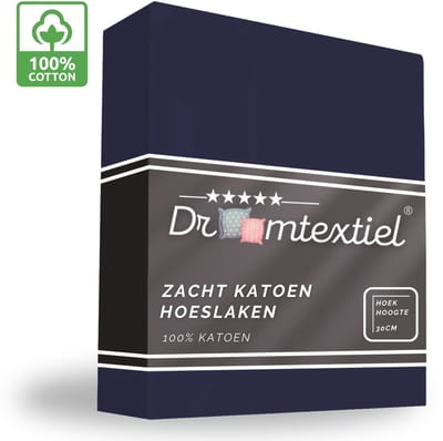 Droomtextiel Hoeslaken Navy - 80x200 cm - 100% Katoen - Perfecte Pasvorm - Heerlijk Zacht