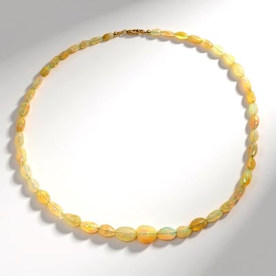 Cavill - 9K Geel Goud Halsketting - 51,97 ct Welo Opaal Fancy Slijpsel - Ethiopische Iriserende Opalen - Luxe Elegante Damesketting